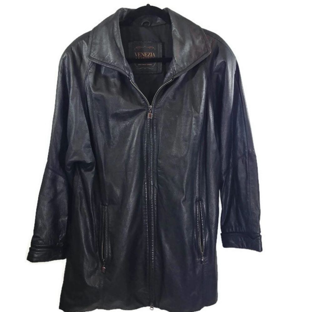 Venezia Leather Plus Sz Womens Trench Coat